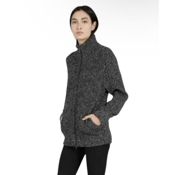 Everlane Wool Full Zip Sweater Jacket Chunky Marled Black Cardigan Size Small - Picture 1 of 8